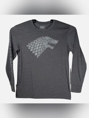 Game of Thrones House Stark Long Sleeve Gray Women's Tee Size XL.